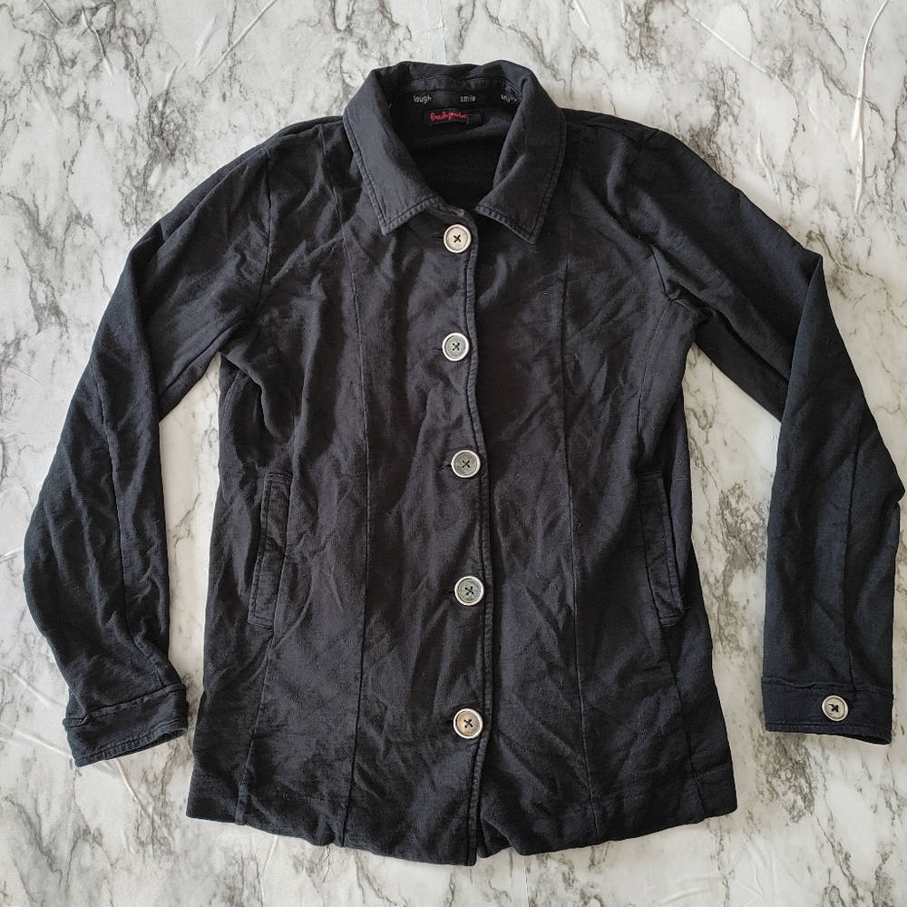 Fresh Produce Black Button Down Sweater small